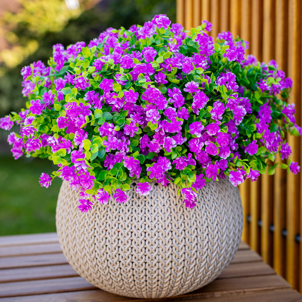 UV Resistant Magenta Artificial Flowers: Outdoor Greenery Shrubs