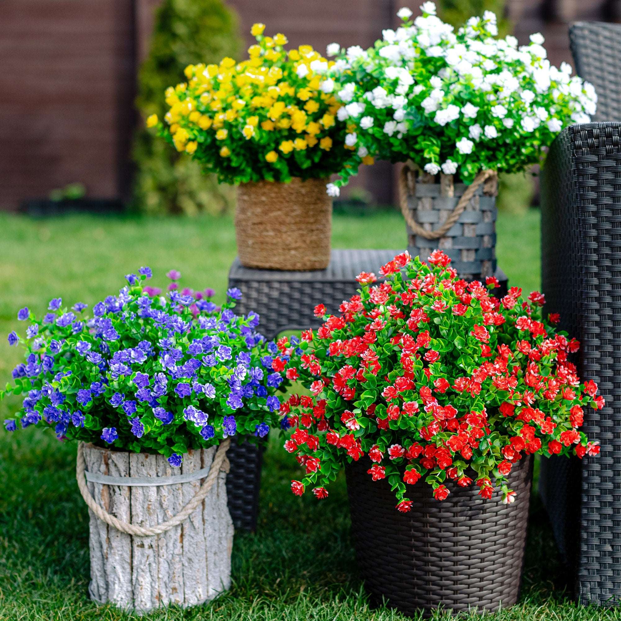 UV Resistant Purple Artificial Flowers: Outdoor Faux Greenery