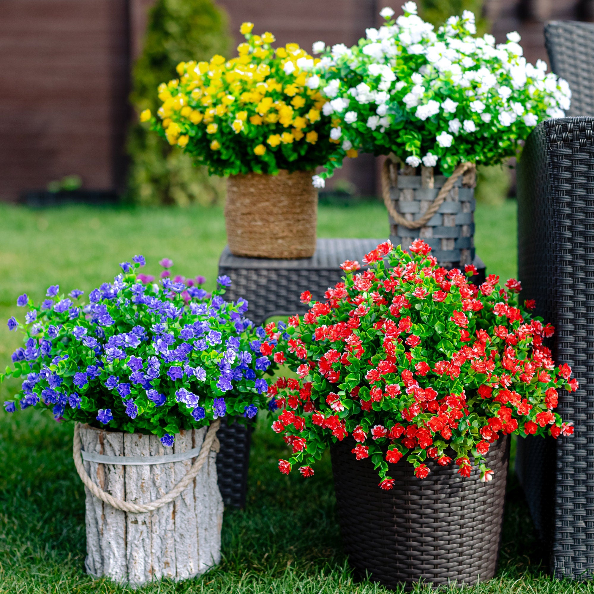 UV Resistant Purple Artificial Flowers: Outdoor Faux Greenery