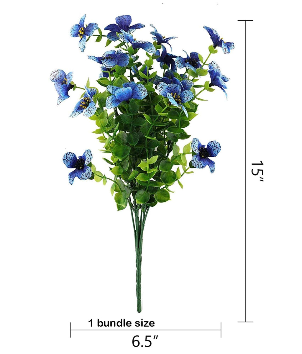 UV Resistant Blue Artificial Flowers: Outdoor Faux Shrubs