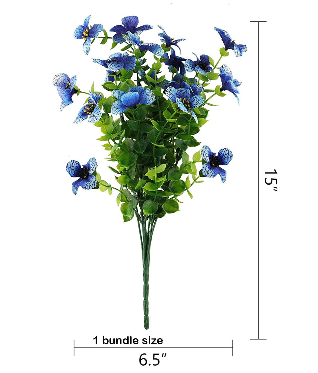 UV Resistant Blue Artificial Flowers: Outdoor Faux Shrubs
