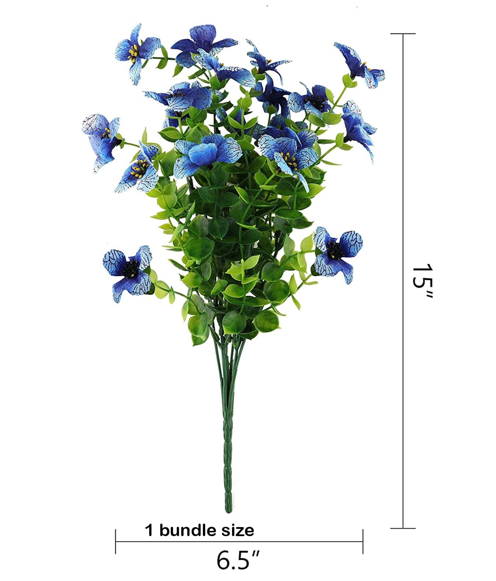 UV Resistant Blue Artificial Flowers: Outdoor Faux Shrubs