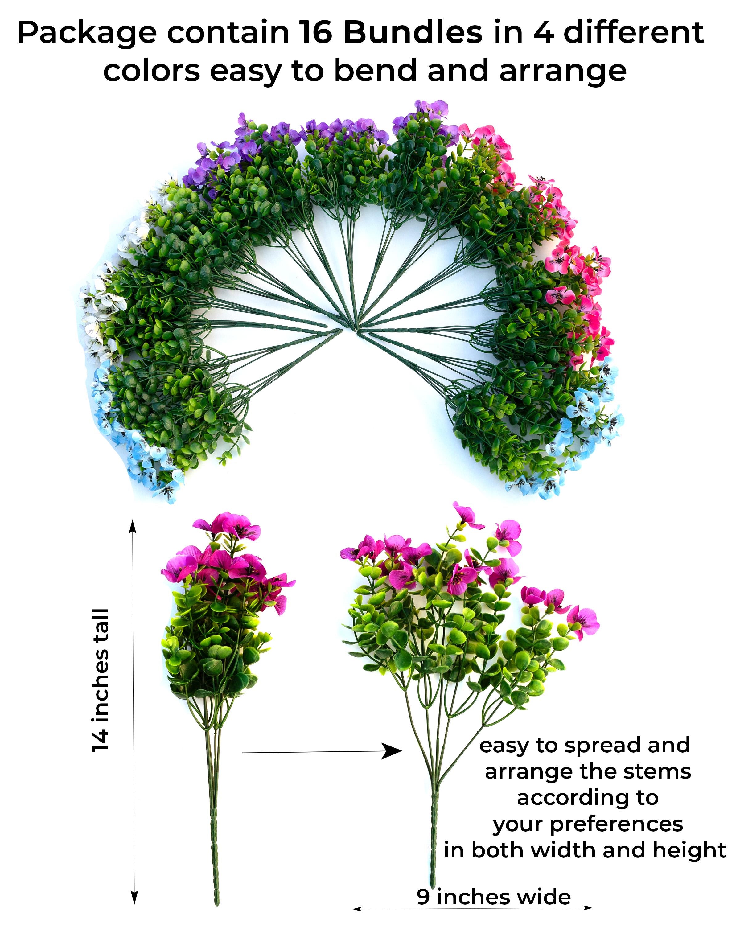 UV Resistant Artificial Pansies: Multi Color Faux Outdoor Flowers