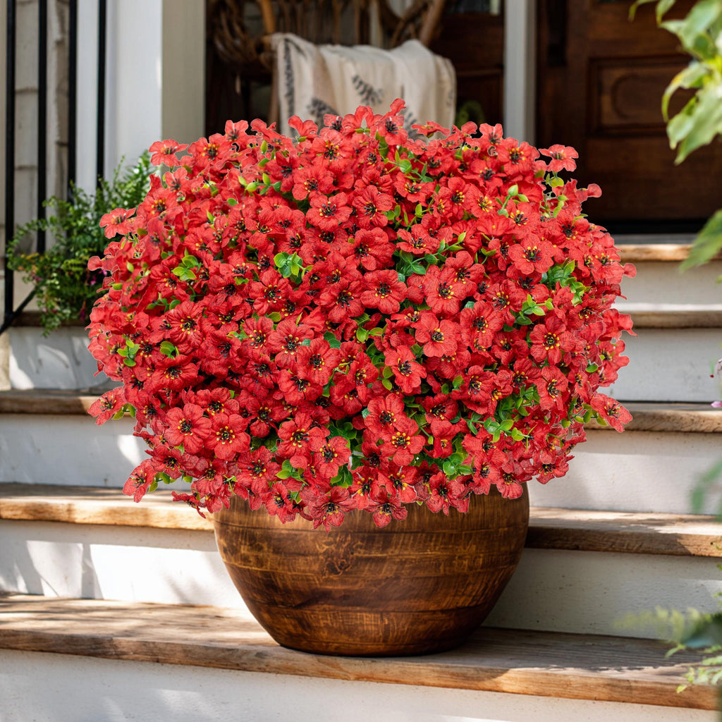 UV Resistant Red Artificial Flowers – Outdoor Home Decor