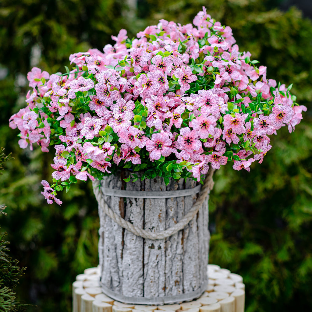 UV Resistant Pink Artificial Flowers: Outdoor Faux Shrubs