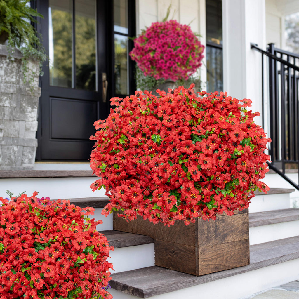 UV Resistant Red Artificial Flowers – Outdoor Home Decor