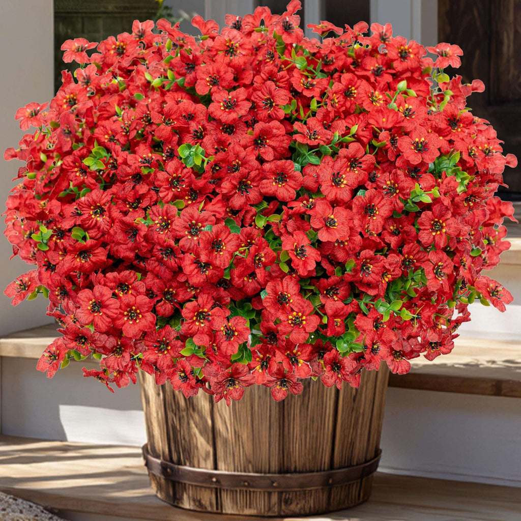 UV Resistant Red Artificial Flowers – Outdoor Home Decor