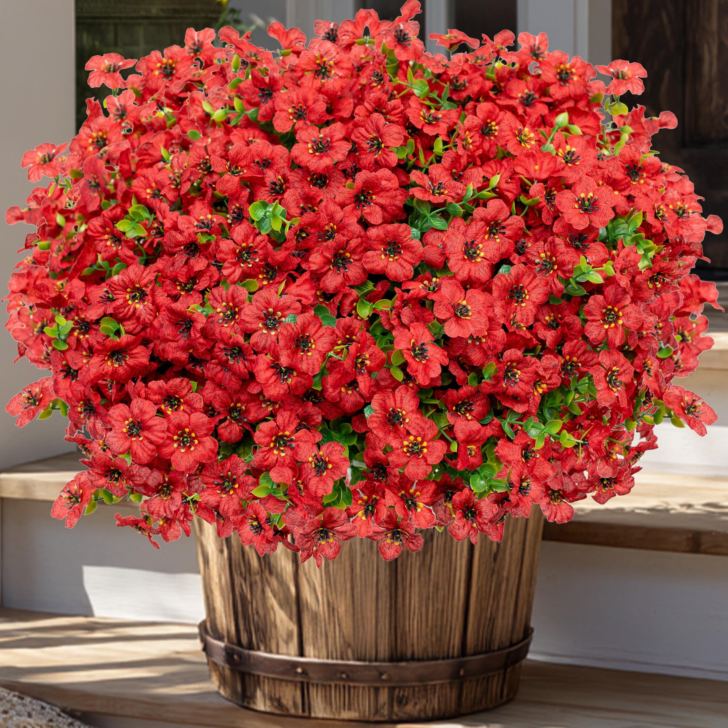 UV Resistant Red Artificial Flowers – Outdoor Home Decor