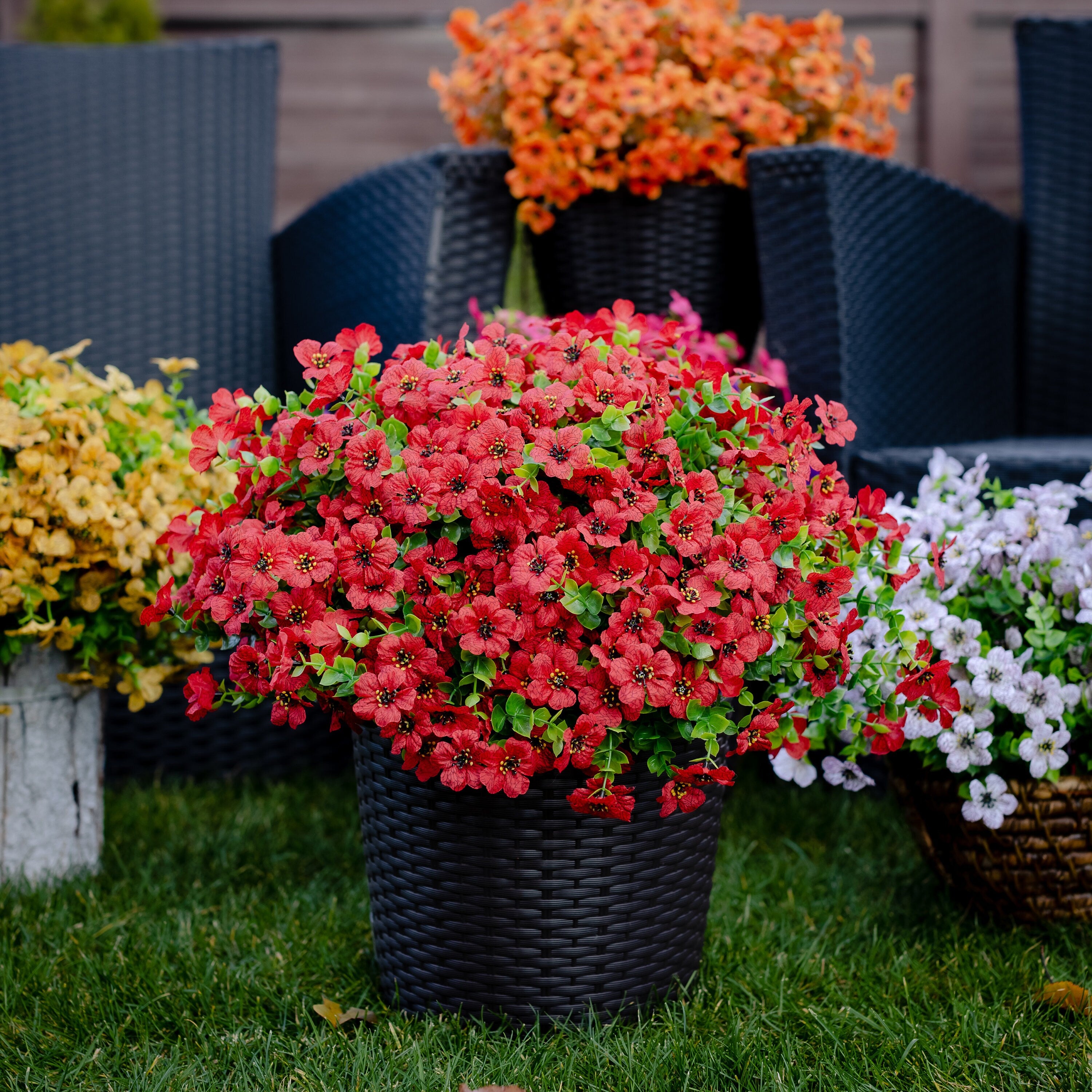 UV Resistant Red Artificial Flowers – Outdoor Home Decor