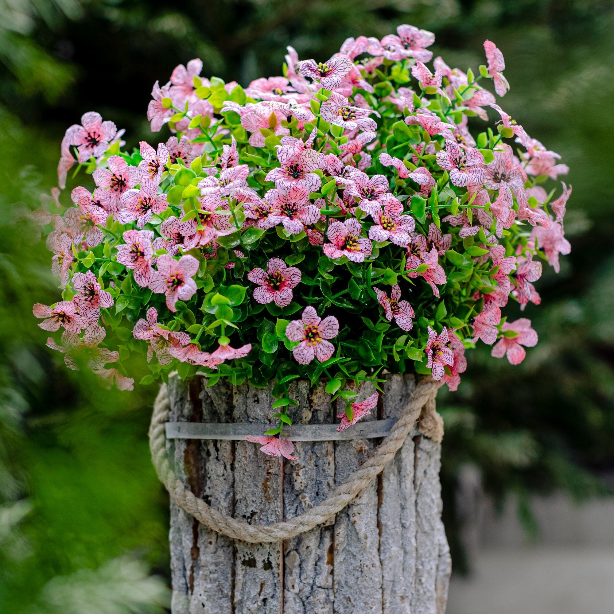UV Resistant Pink Artificial Flowers: Outdoor Faux Shrubs