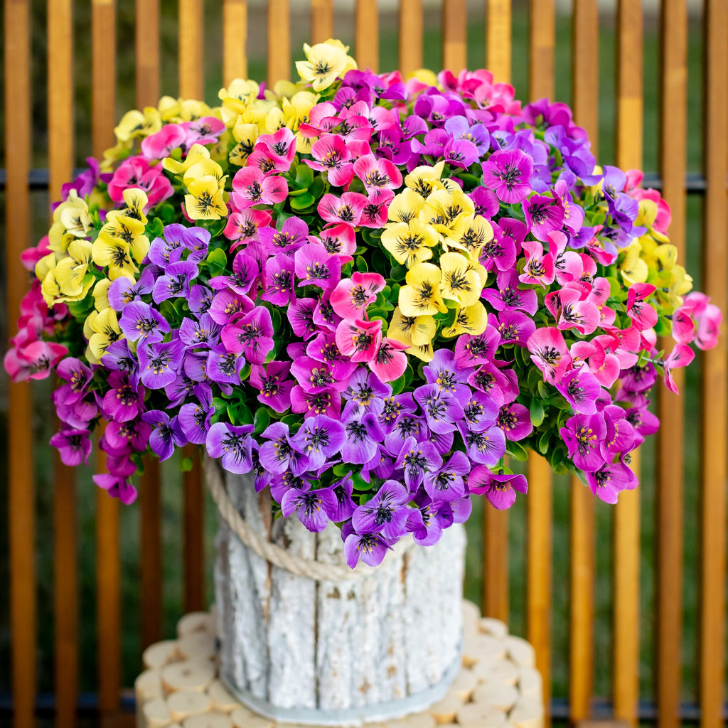 Artificial Pansies Flowers: UV Resistant Outdoor Home Decor