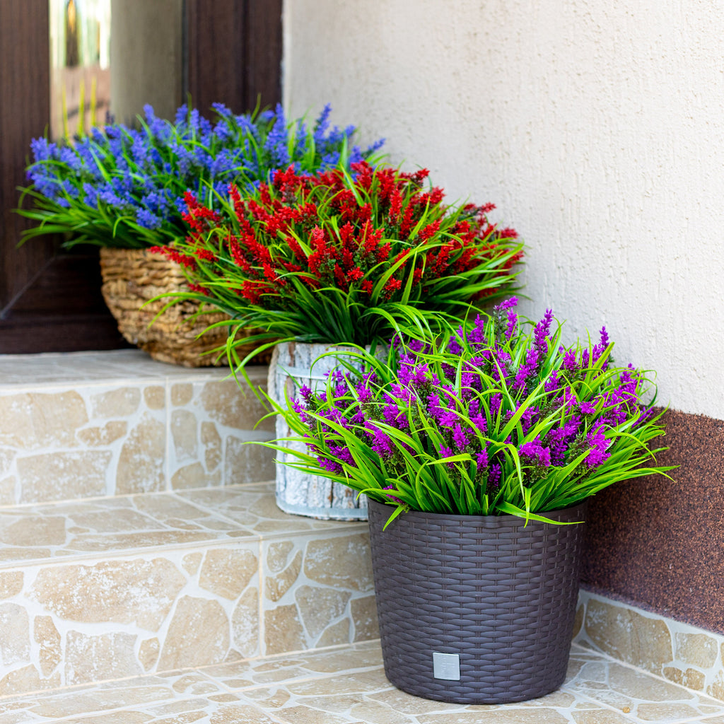 Artificial Lavender Flowers: UV Resistant Magenta Faux Shrubs - 20 Bundles