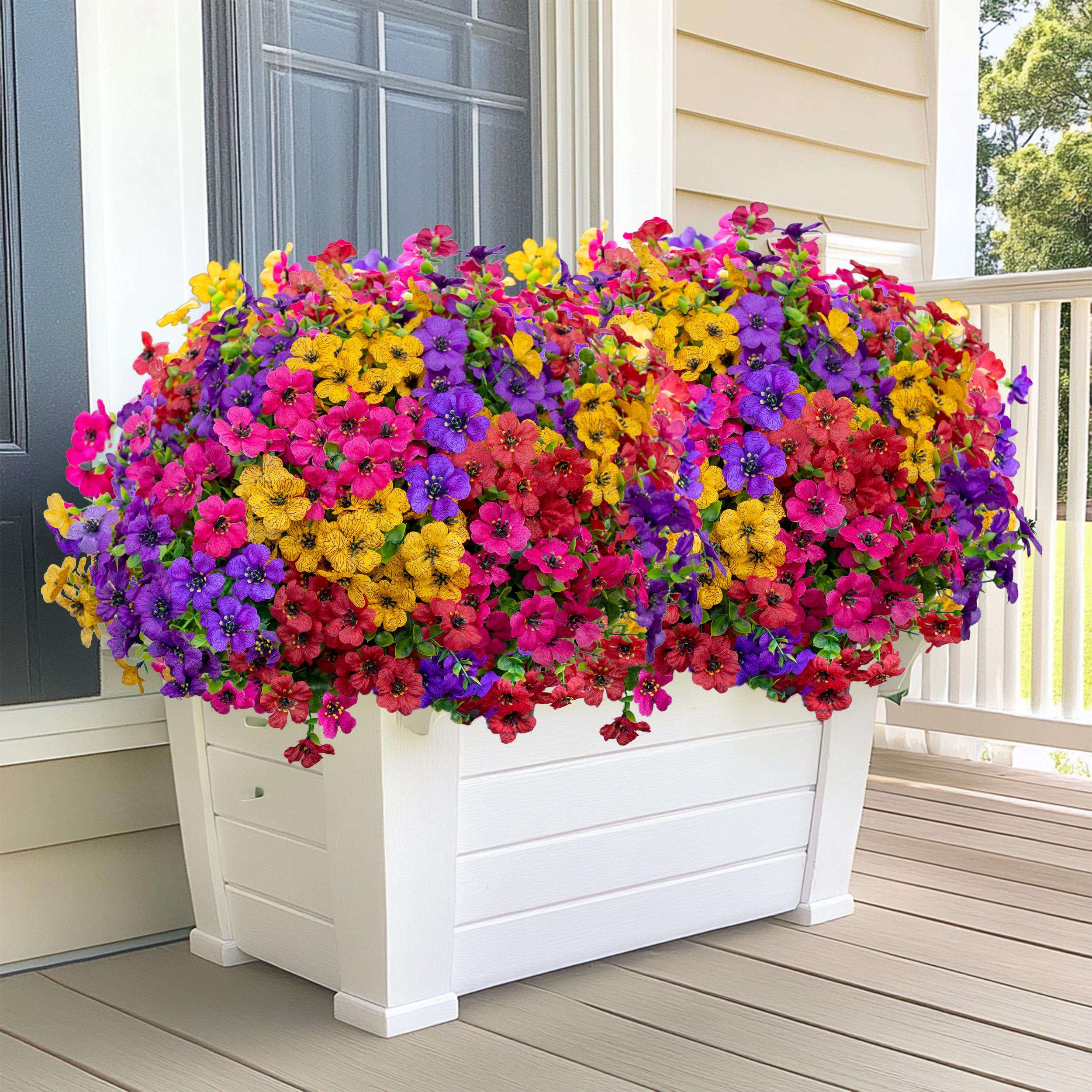 UV Resistant Artificial Flowers - Colorful Outdoor Faux Greenery