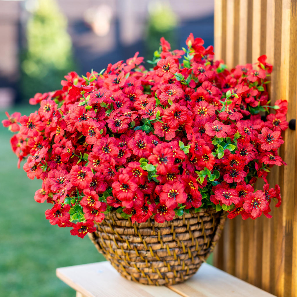 UV Resistant Red Artificial Flowers – Outdoor Home Decor