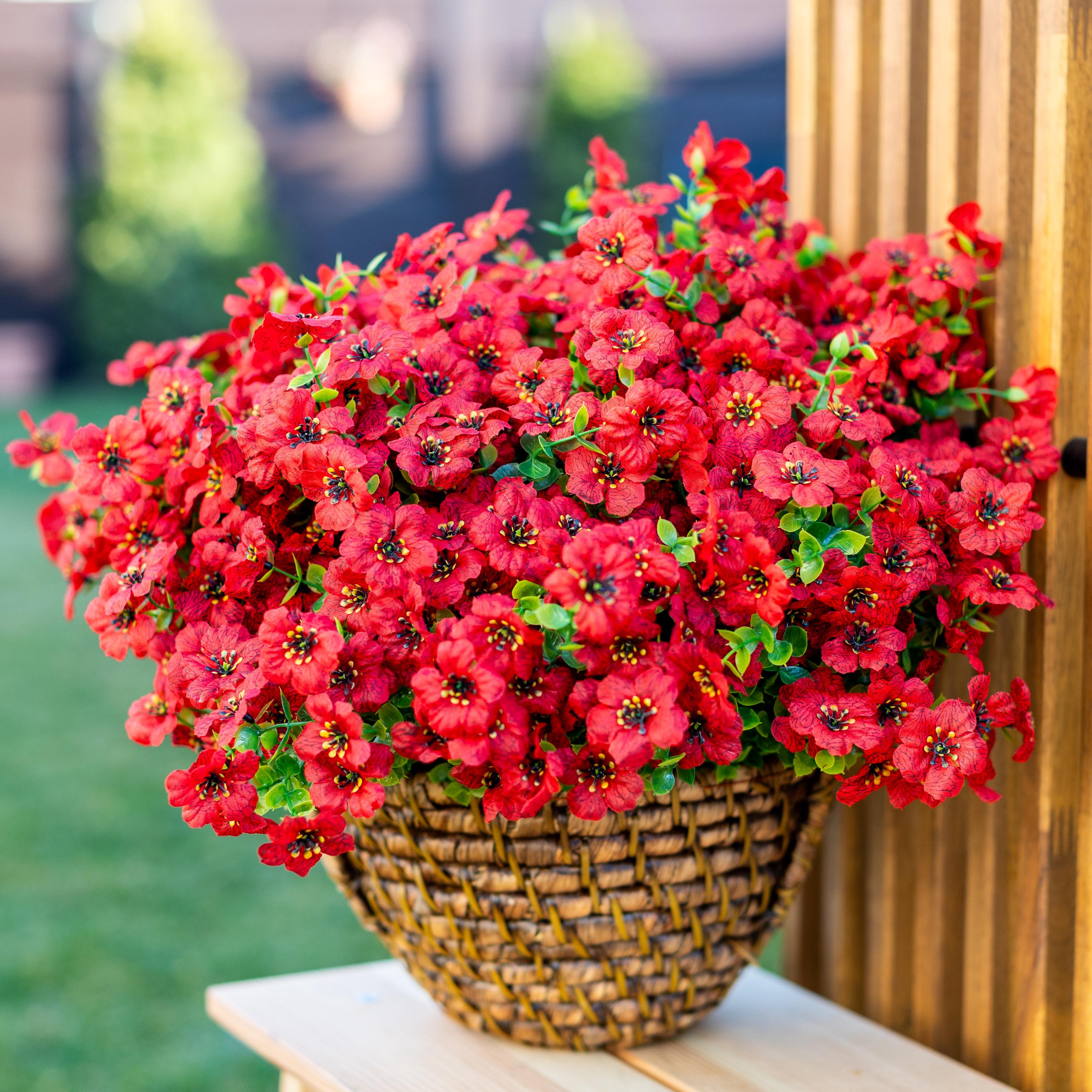 UV Resistant Red Artificial Flowers – Outdoor Home Decor