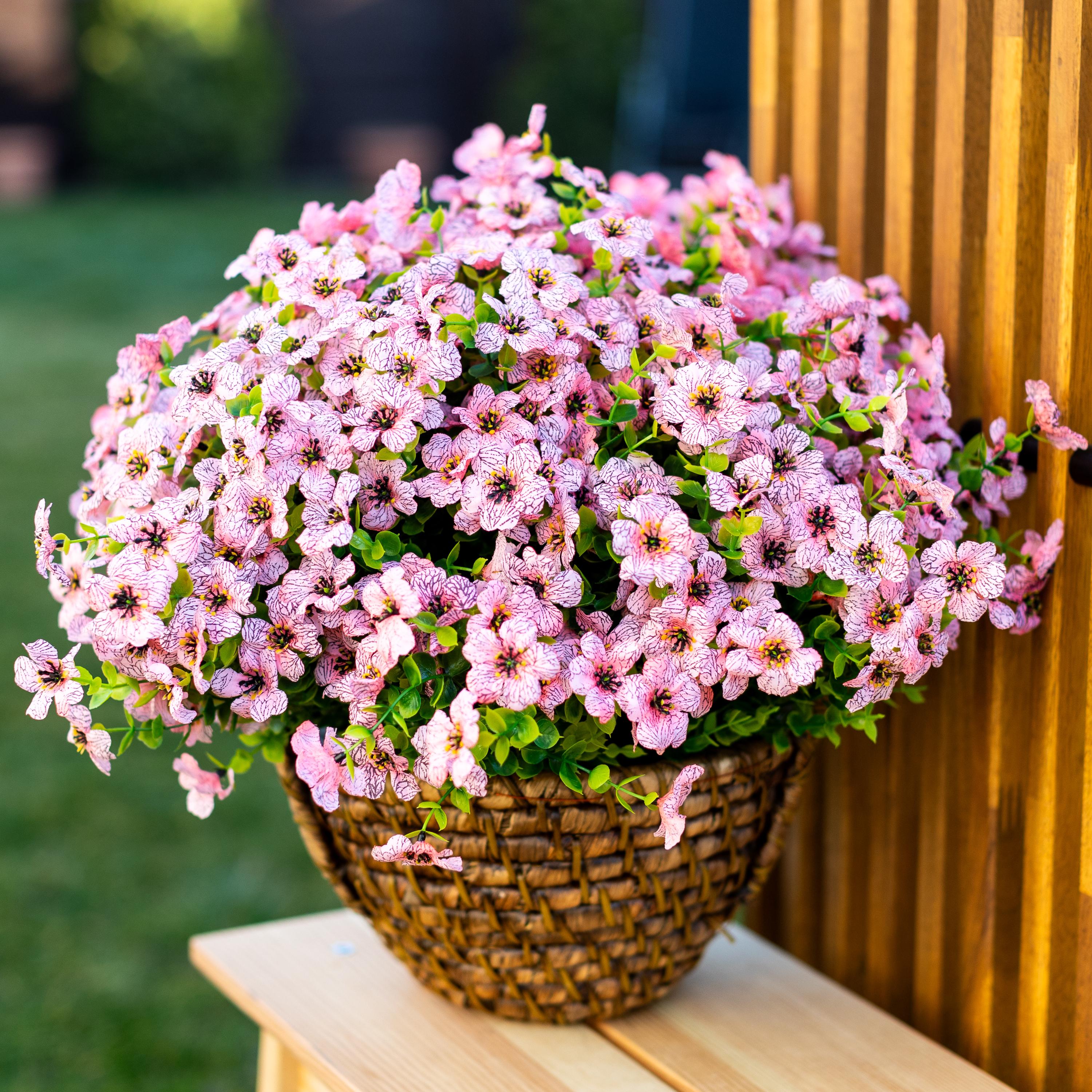 UV Resistant Pink Artificial Flowers: Outdoor Faux Shrubs