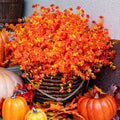 Artificial Mums Flowers: UV Resistant Orange & Yellow Outdoor Plants