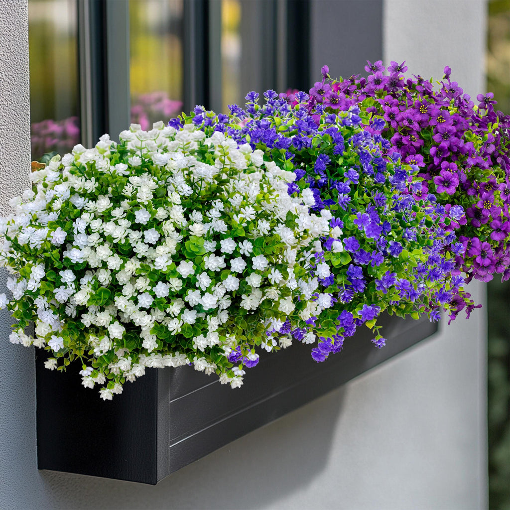 UV Resistant Artificial Flowers: 12 Bundles White Faux Outdoor Flowers