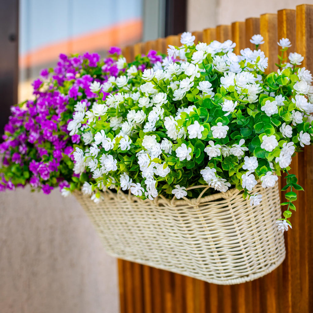 UV Resistant Artificial Flowers: 12 Bundles White Faux Outdoor Flowers