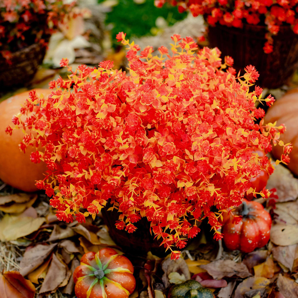 Artificial Mums Flowers: UV Resistant Orange & Yellow Outdoor Plants