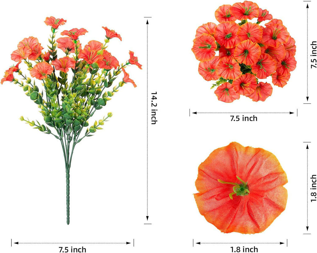 Artificial Mums Flowers: UV Resistant Outdoor Fall Decor - Orange Yellow