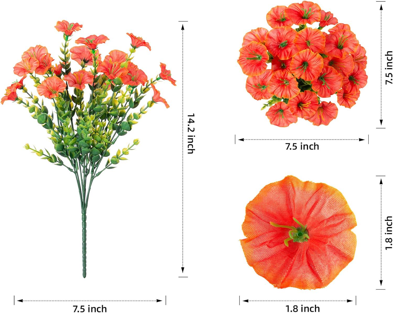 Artificial Mums Flowers: UV Resistant Outdoor Fall Decor - Orange Yellow