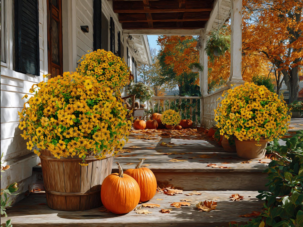 UV Resistant Artificial Yellow Mums: Outdoor Fake Flowers