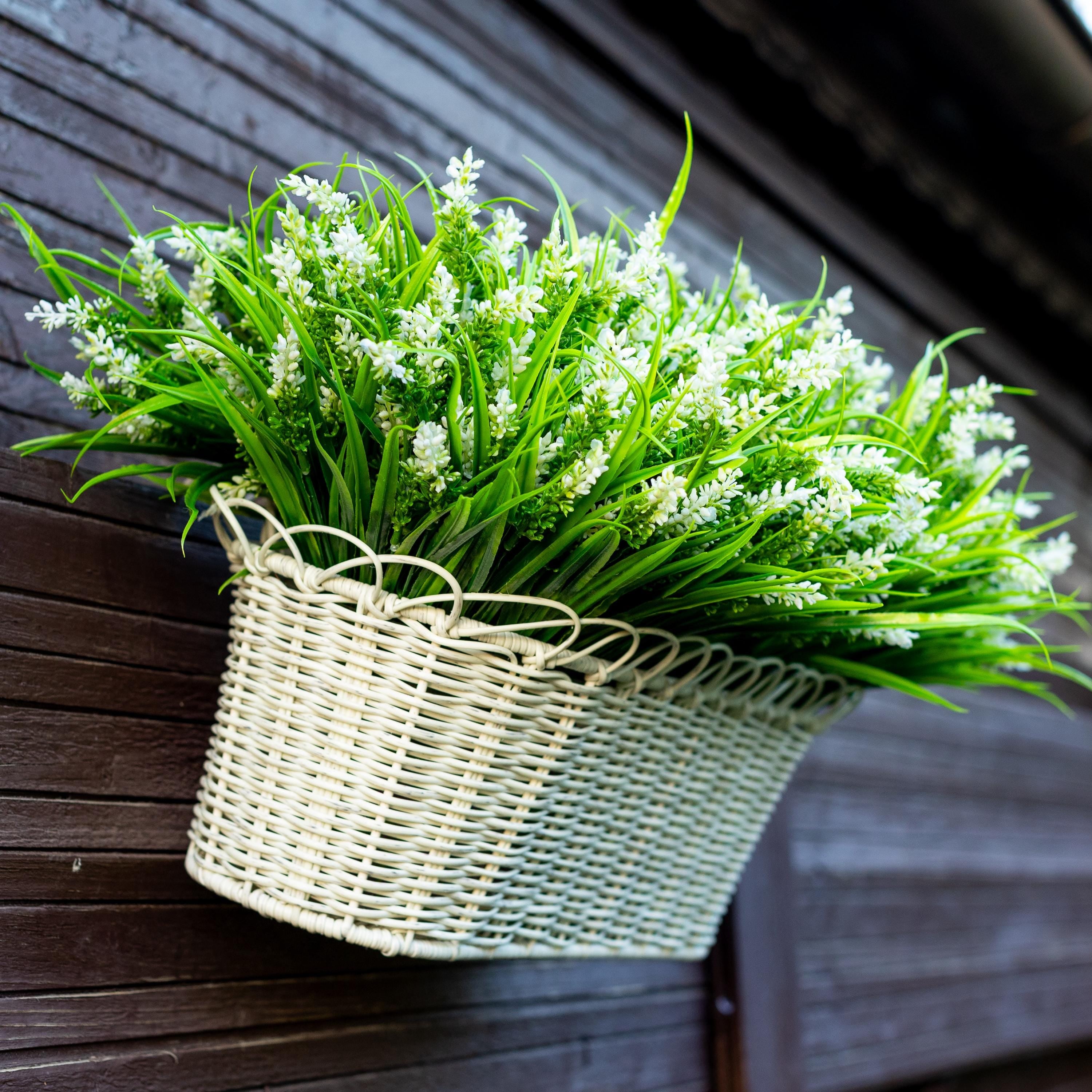 UV Resistant White Artificial Lavender: Outdoor Faux Shrubs, Wedding Decor